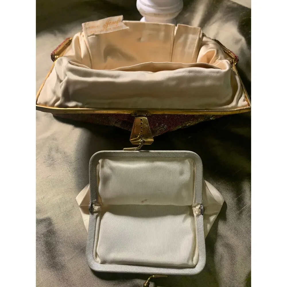 Vintage 1930s Josef Microbead Purse • Hand-Beaded Metal Bag • Made in France